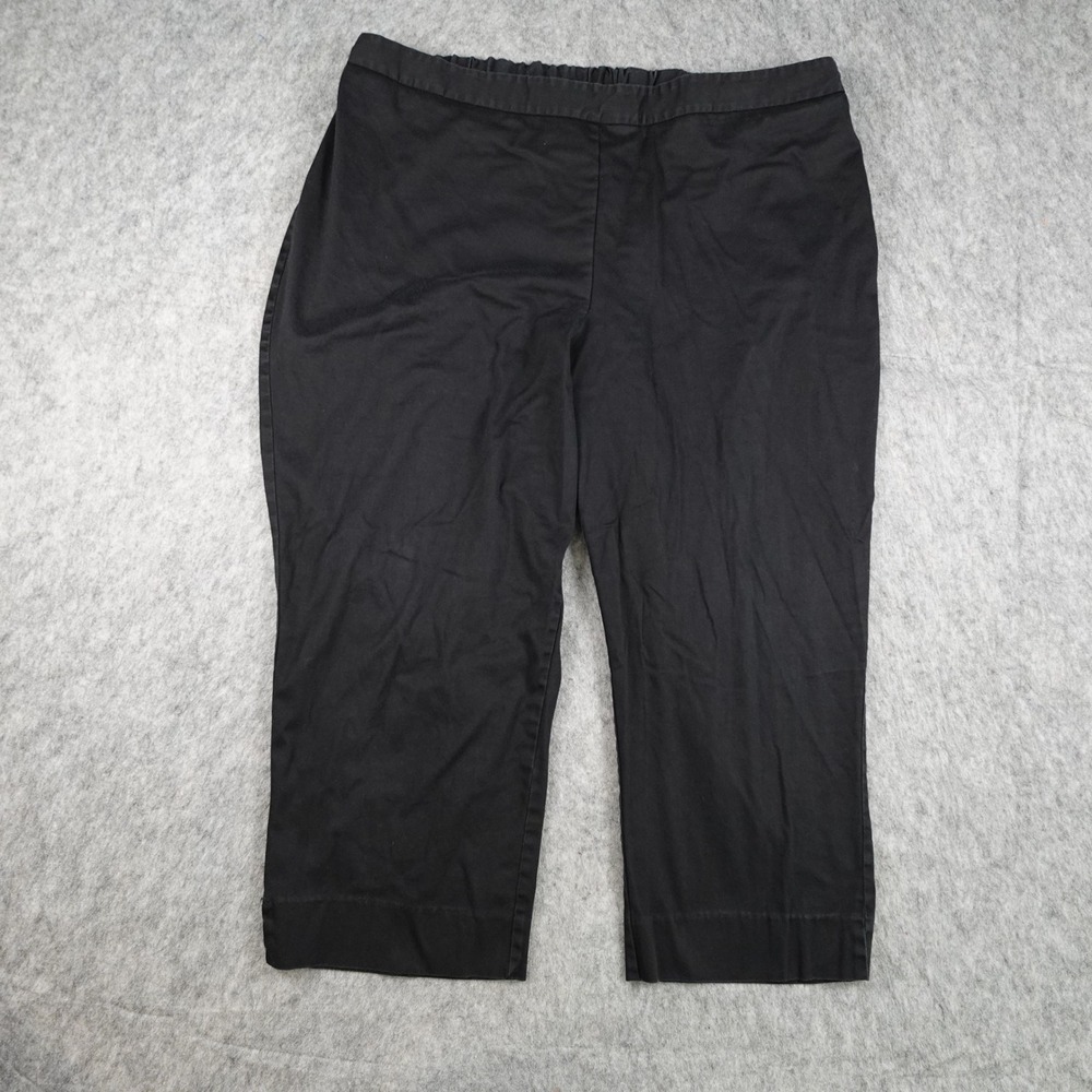 Catherines Pants Women 1X Black Cotton Stretch Pull On Crop Straight Leg Casual